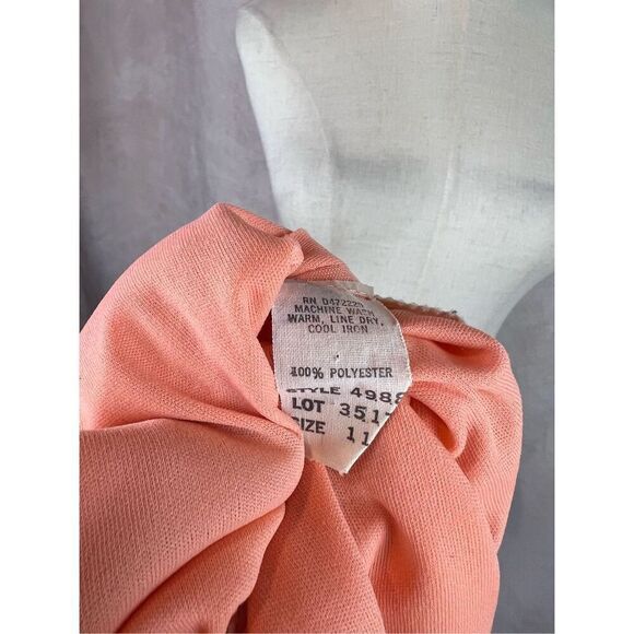 Vintage 1960s 1970s Mod Peach Pinky Maxi Dress Size Small - Picture 6 of 7